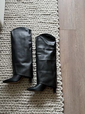 Call It Spring Black Knee-High Boots with Pointed Toe